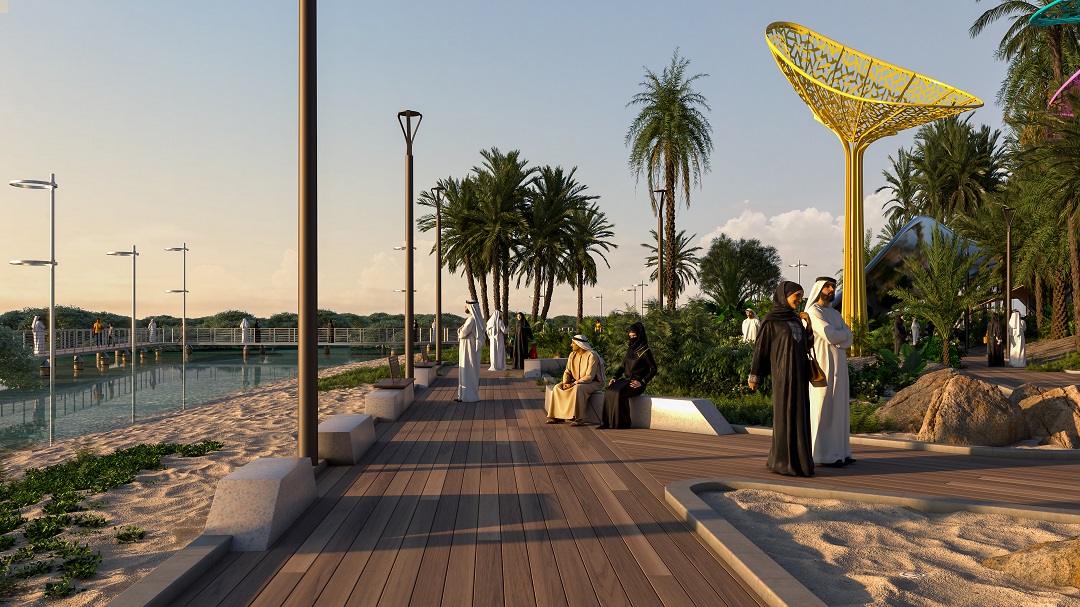 Exterior BBQ and outdoor seating area at a Saadiyat Lagoons villa
